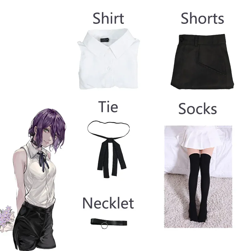 Anime Reze Cosplay Chainsaw Man Cosplay Costumes Reze Suit Purple Wig Chainsaw Man Halloween Carnival Party Reze Cos Women Girls view 2