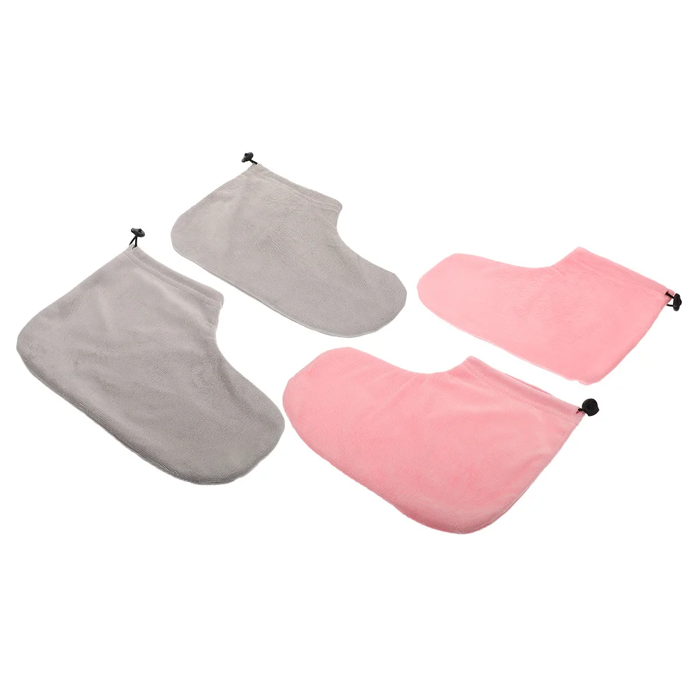 2Pairs مريحة القطن الشمع العلاج القدم يغطي المهنية شمع البارافين حمام العناية بالقدم دفئا التفاف الجمال البارافين #4