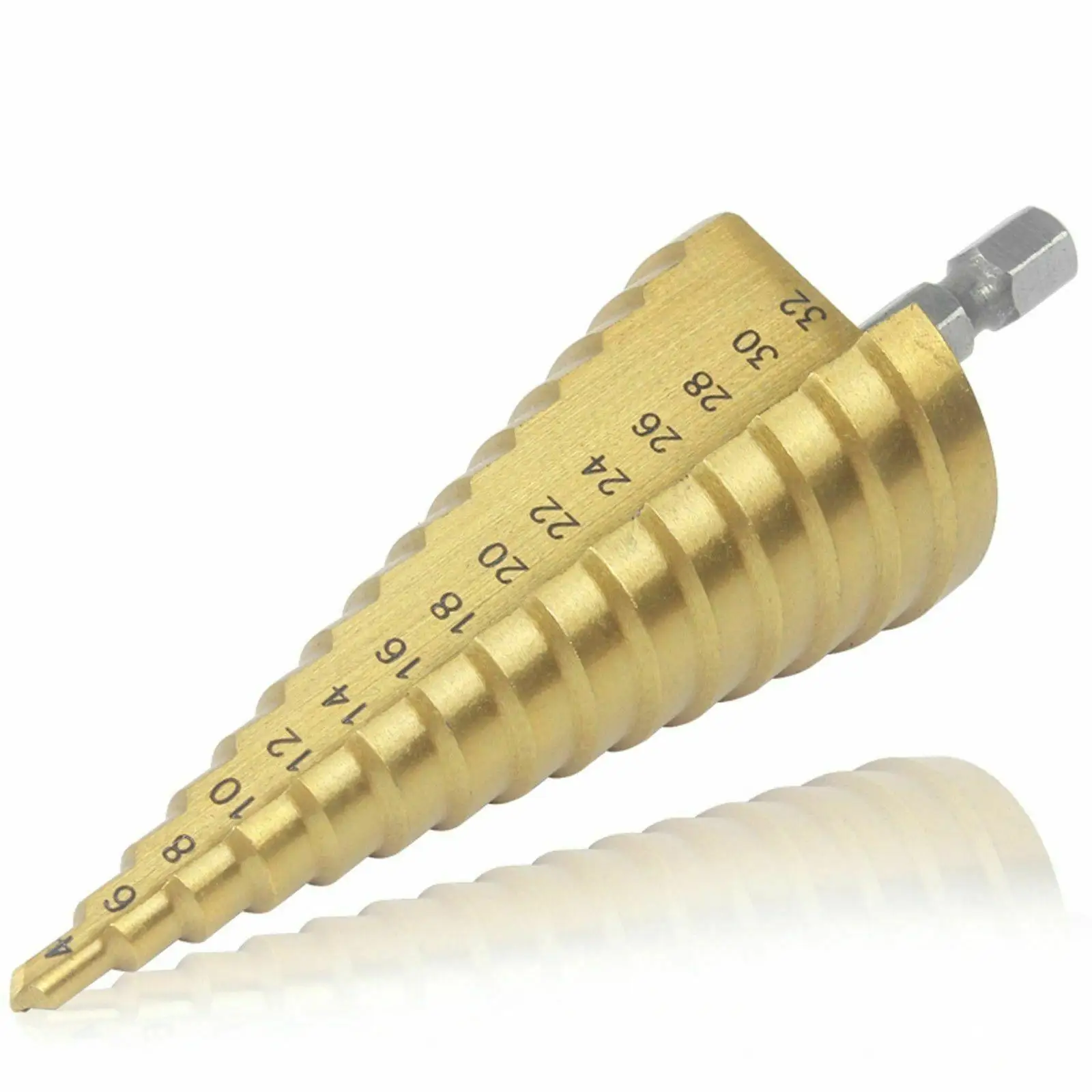 Cone Step Drill Bit Titanium Finish HSS Multiple Punching Hole Cutter for Home Workshop Metal