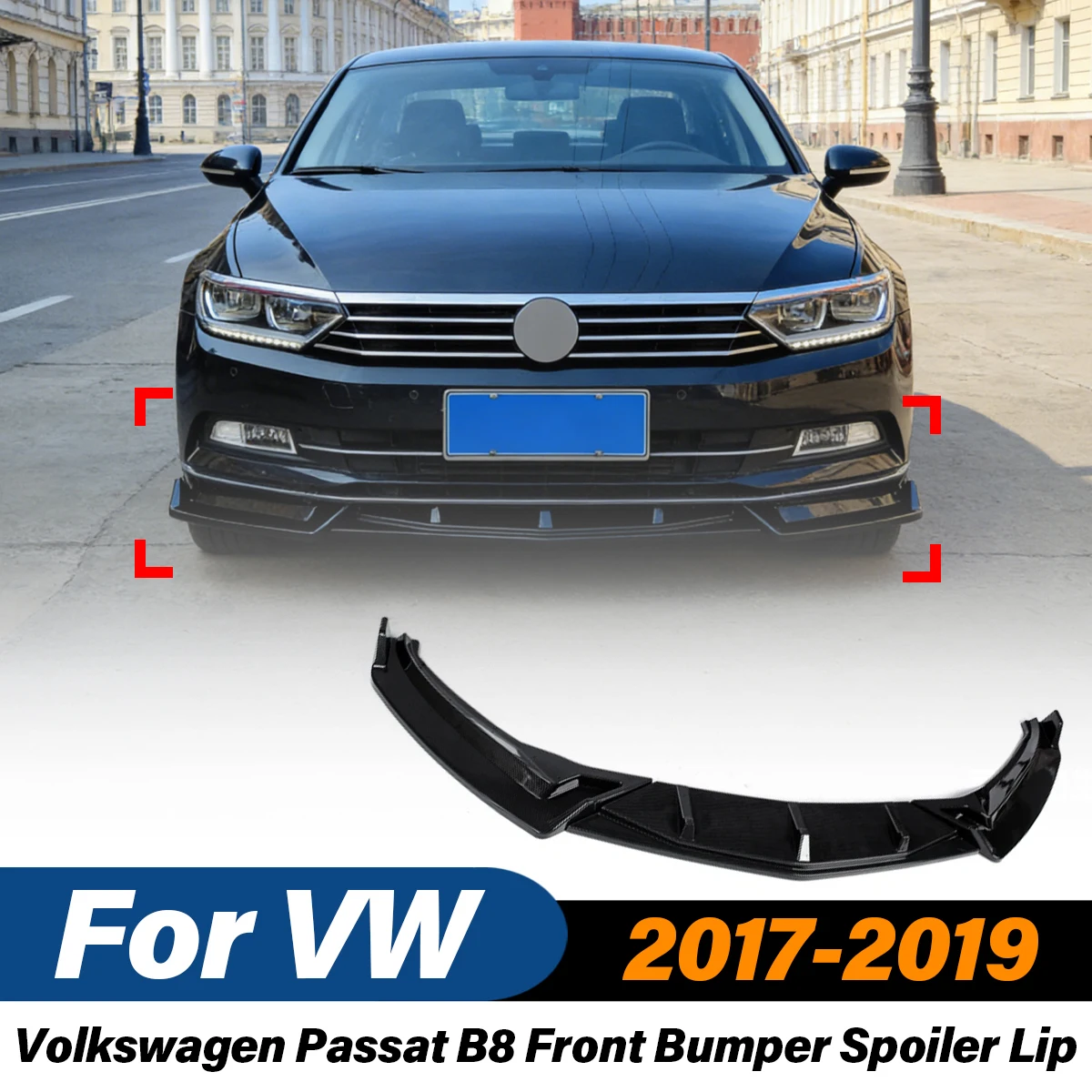 

For VW Volkswagen Passat B8 2017 2018 2019 Car Front Bumper Lip sports Spoiler ABS Splitter Diffuser Body Modification Kit