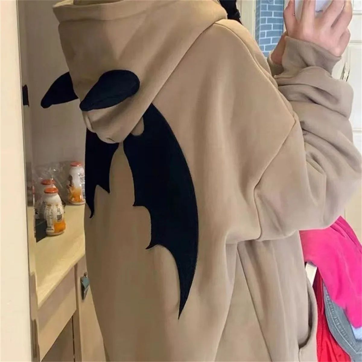 هوديس الشيطان النساء الرجال الظلام نمط خمر Harajuku هودي زمم كسول نمط البلوز الهيب هوب الشارع الشهير الاتجاه الشارع الشهير Y2k #3