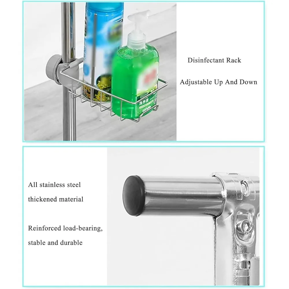 Портативная напольная тележка для чистки со шваброй и держателем для метлы для эффективной организации дома и садовых инструментов