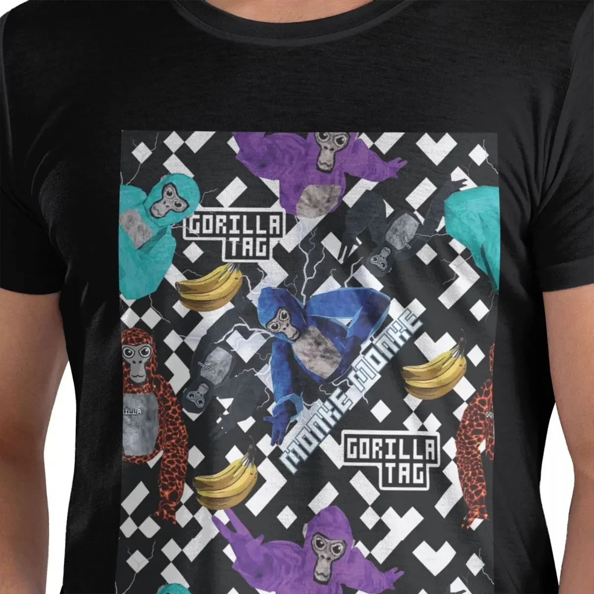 Gorilla Tag VR Gamer Merch Pixel Monke T-Shirt for Men Cotton Plus Size T Shirts Men's Tees Short Round Neck Clothes Tops S-6XL