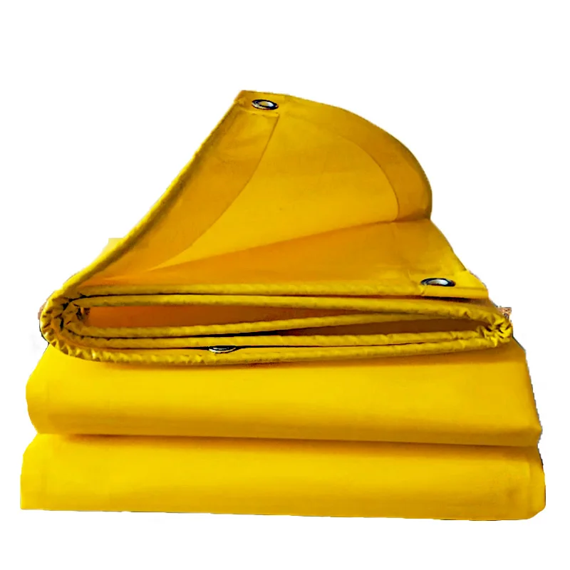 

610g/㎡ 0.5mm Thick Yellow Wiper Cloth Tarpaulin Anti-aging Canvas Sunshade Waterproof Sunscreen Tarpaulin Push-pull