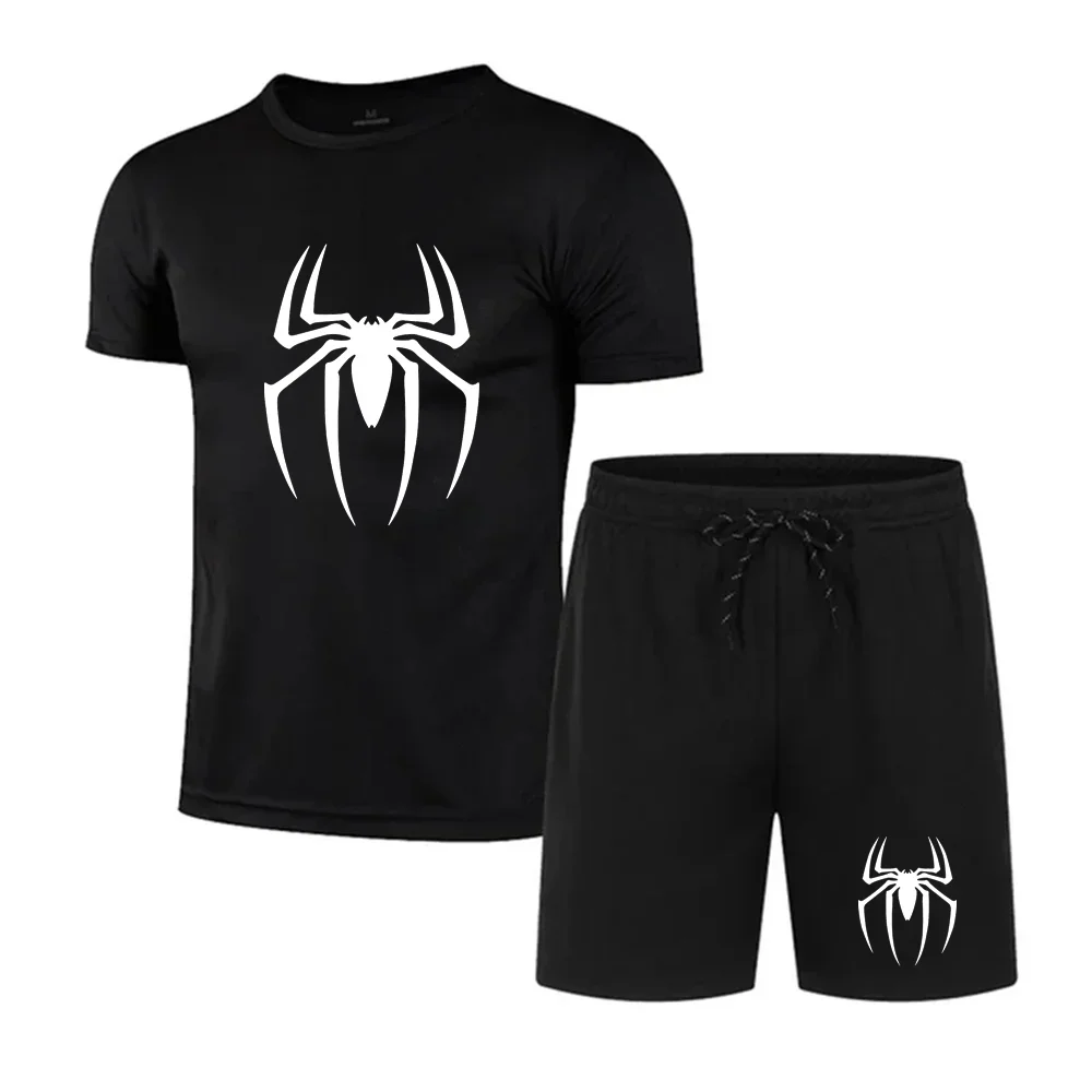 

Camiseta de manga curta estampada masculina, шорты secagem 8), комплект спортивных дышащих, комплект для бега