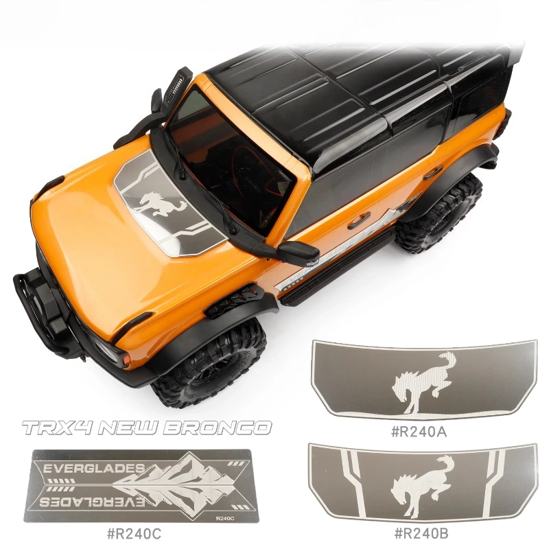 

RC Car Hood Side Skirt Metal Latte Decorative Piece Car Shell Protection Accessories for 1/10 RC Crawler TRX4 New Bronco