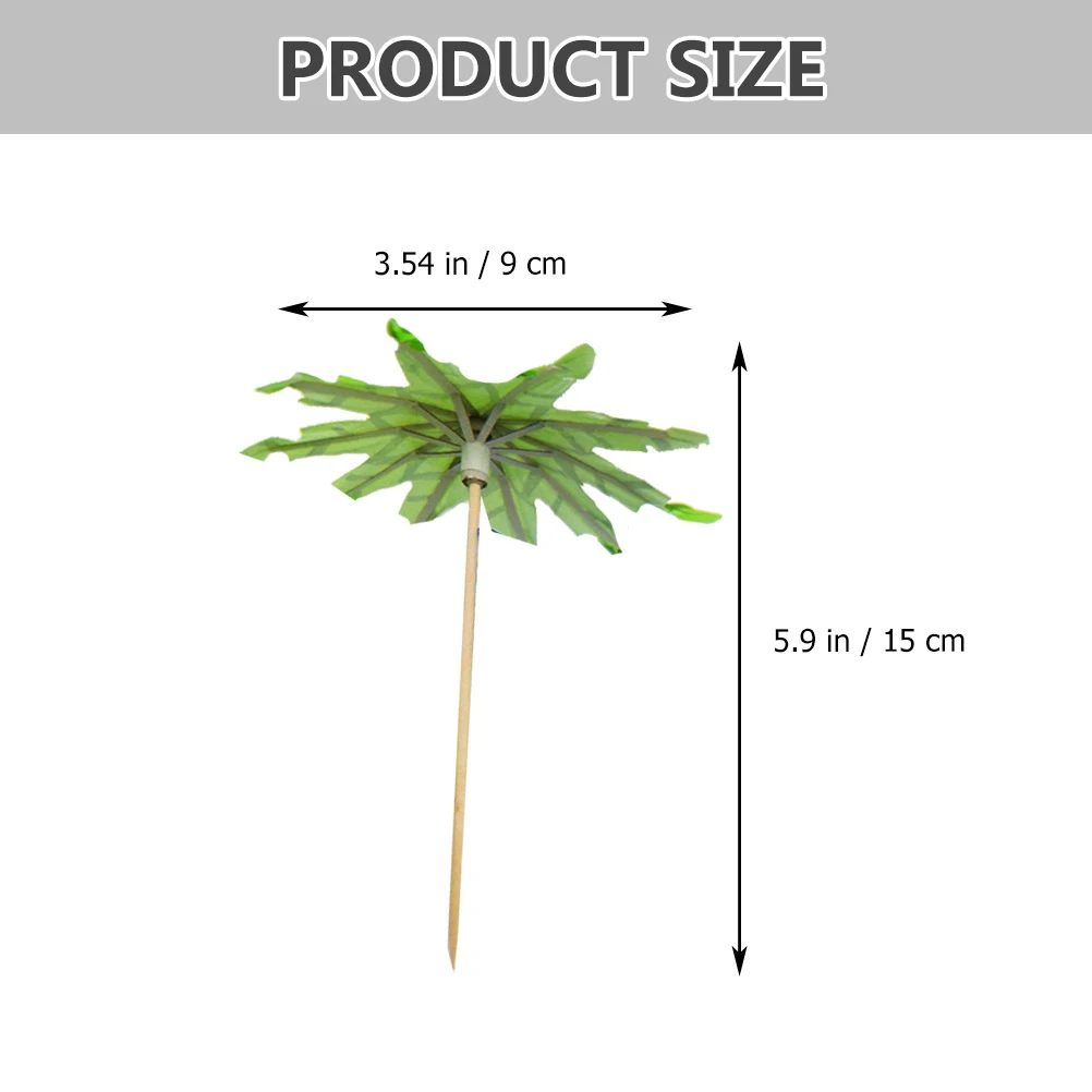 

50 pcs Cocktail Tropical Party Supplies Summer Hawaiian Wine Drink Umbrellas Decorative Food Picks Portable Wooden Stick Party