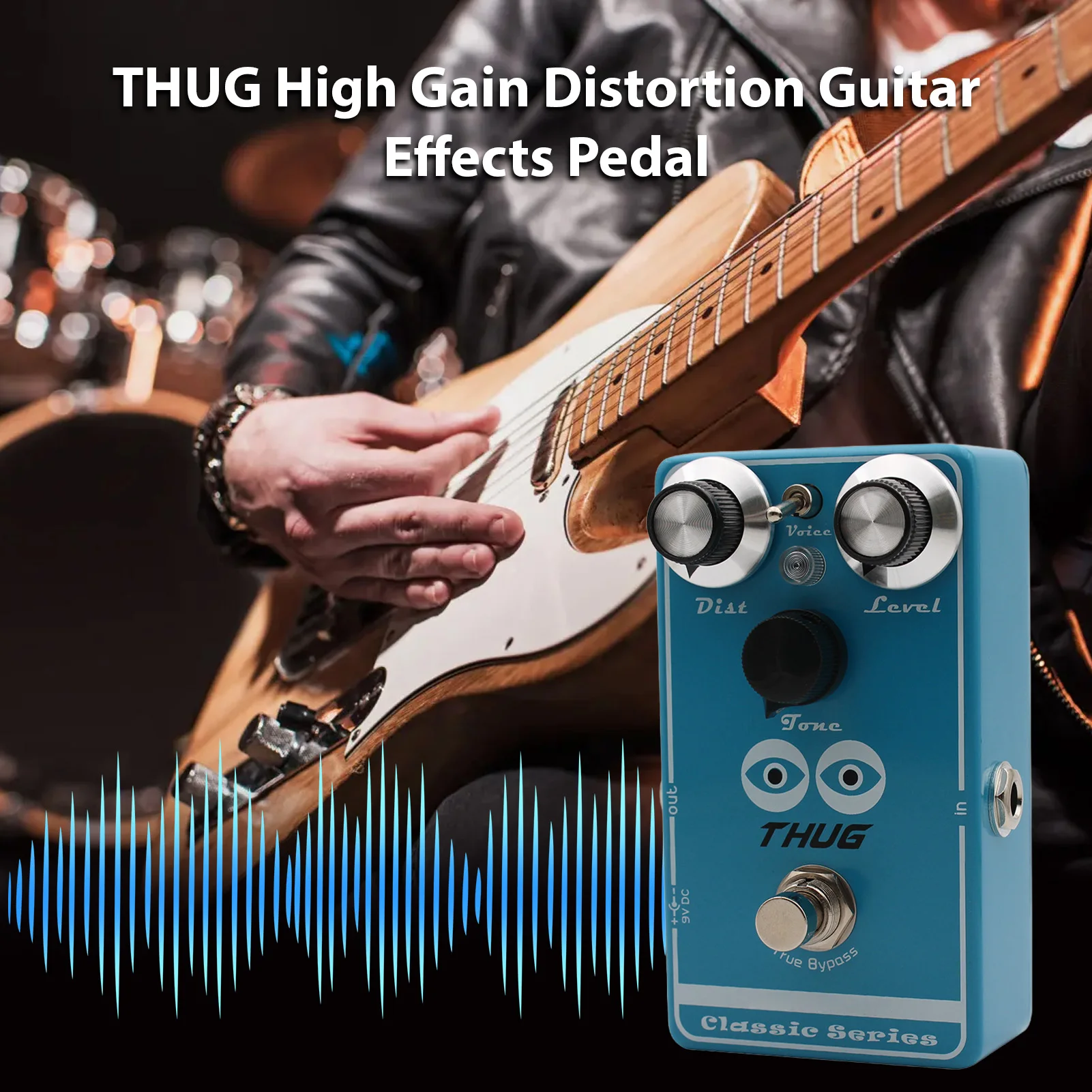مكاسب عالية تشويه تأثيرات الغيتار دواسة 3 وضع لهجة التبديل قابل للتعديل كسب مُضخّم صوت محاكاة الصوت لمعدن البلوز