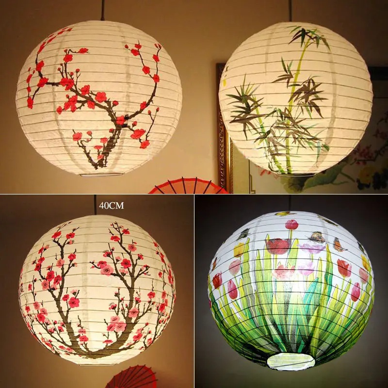 New 30/35/40cm Chinese Lamp Shade Bamboo Plum Paper Lantern Oriental Wedding Decor