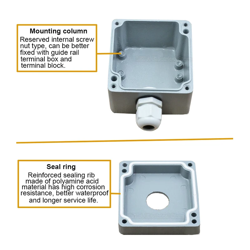 1Pcs 1Hole Button Box Metal Cast Aluminum Button Box 80mmX76mmX60mm Power Box Terminal Box Button Switch WaterProof Box