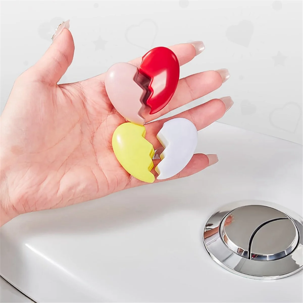 Round Shaped Colorful Toilet Press Button, Love Heart Shaped Toilet Tank Button, Simple Round Toilet Tank Button Aid