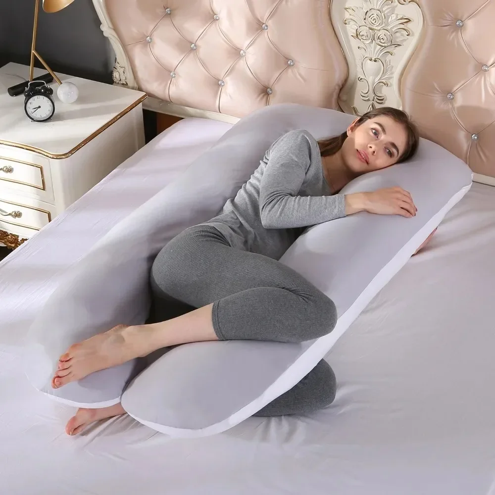 Pregnant Women Full Body Pillow Removable Washable Pure Cotton Color Matching Waist Support U-shaped Cushion Maternity Pillow