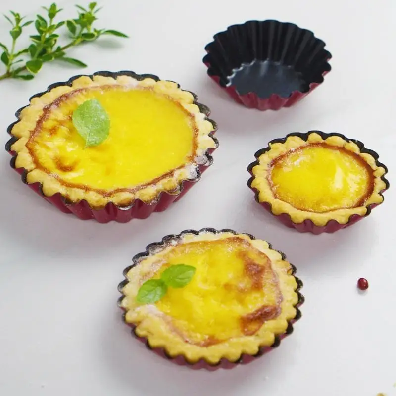 Muffin Cup Carbon Steel Egg Tart Molds Mini Non-stick Cake Mold Reusable Creative Tartlet Baking Mold Pizza Pan