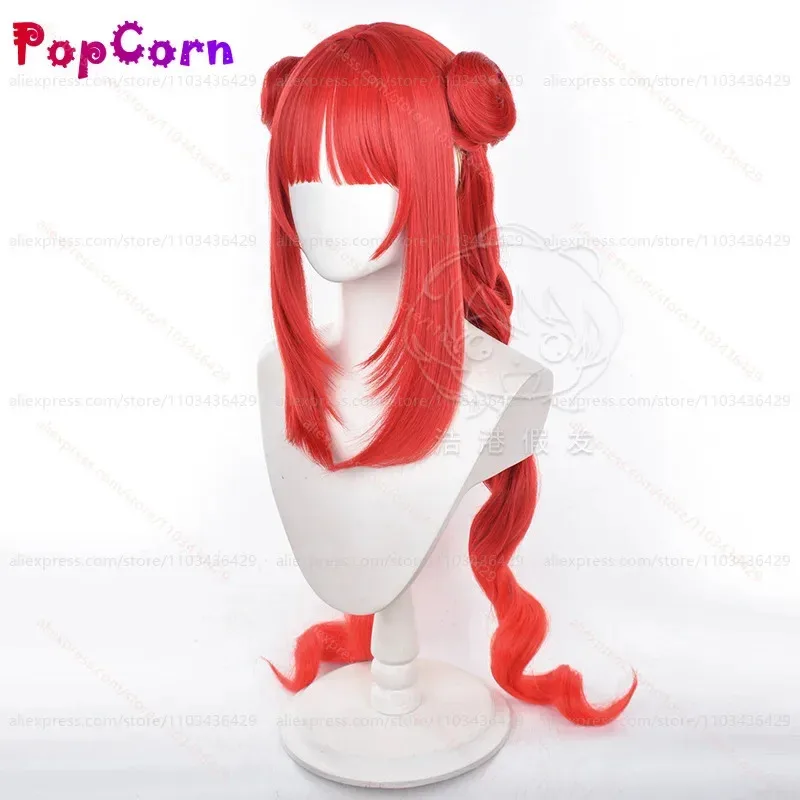 

LQNilou Косплей Парик Бриз из Sabaa Длинный парик 80 см с булочками Красный Оранжевый Парик с градиентом Косплей Аниме Термостойкие синтетические парики