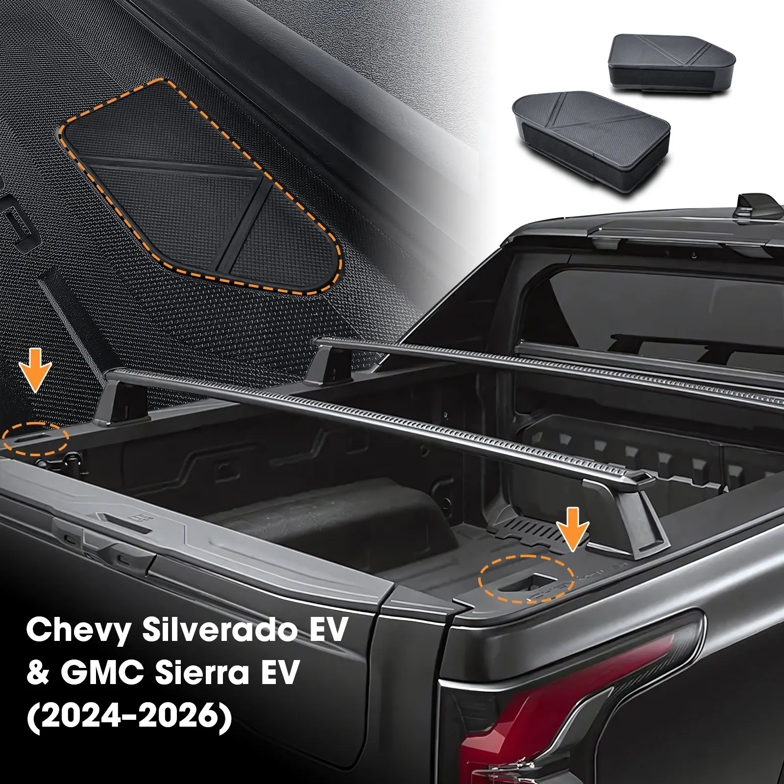 For 2024 2025 2026 Chevy Silverado EV & GMC Sierra EV Pickup Trucks Bed Rail Stake Pocket Covers Rear Holes Truck Bed Rail Hole view 4