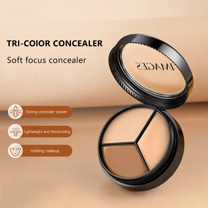 Tri-color Concealer Hidden Pores Cover Blemishes Long Lasting Makeup Holding Decorate Face Brightening Skin Tone Concealer Cream