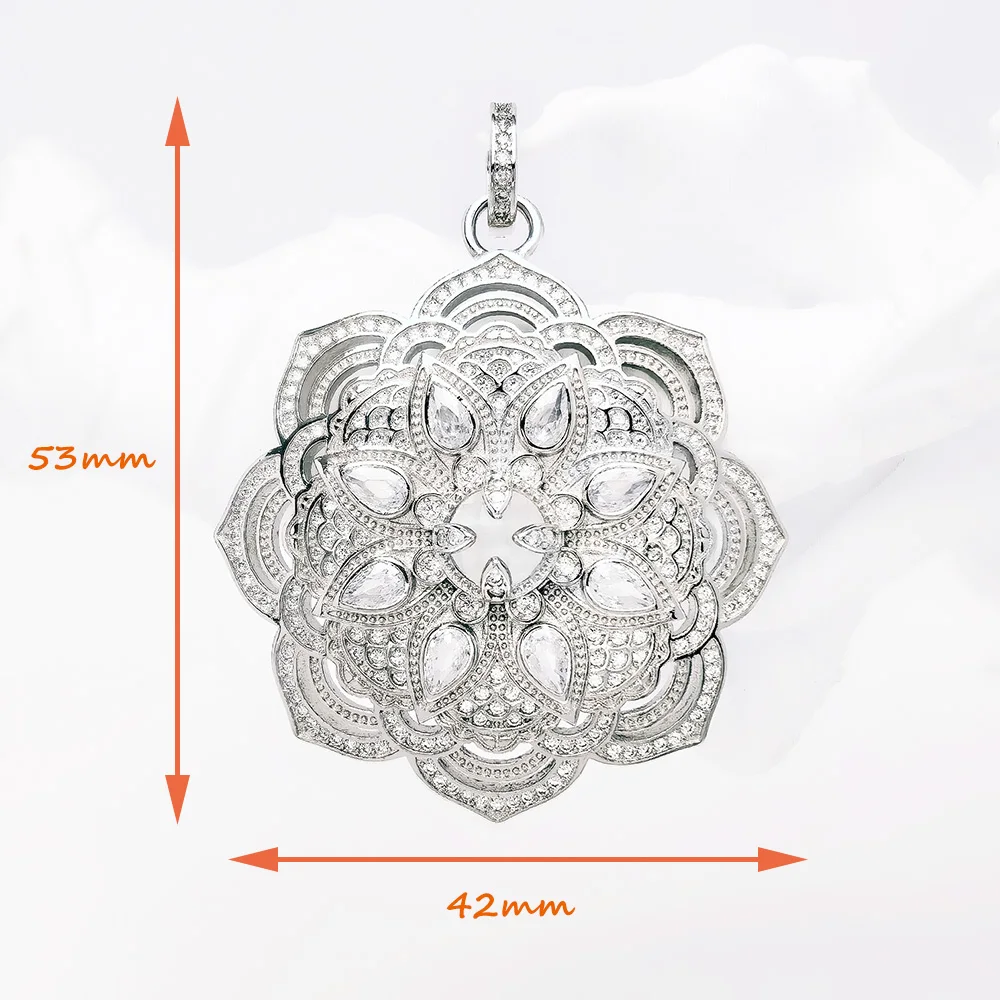 Pendant White Stoen Lotus Flower Real Pure 925 Sterling Silver Fine Jewelry Bijoux Accessories Romantic Gift For Women Girls