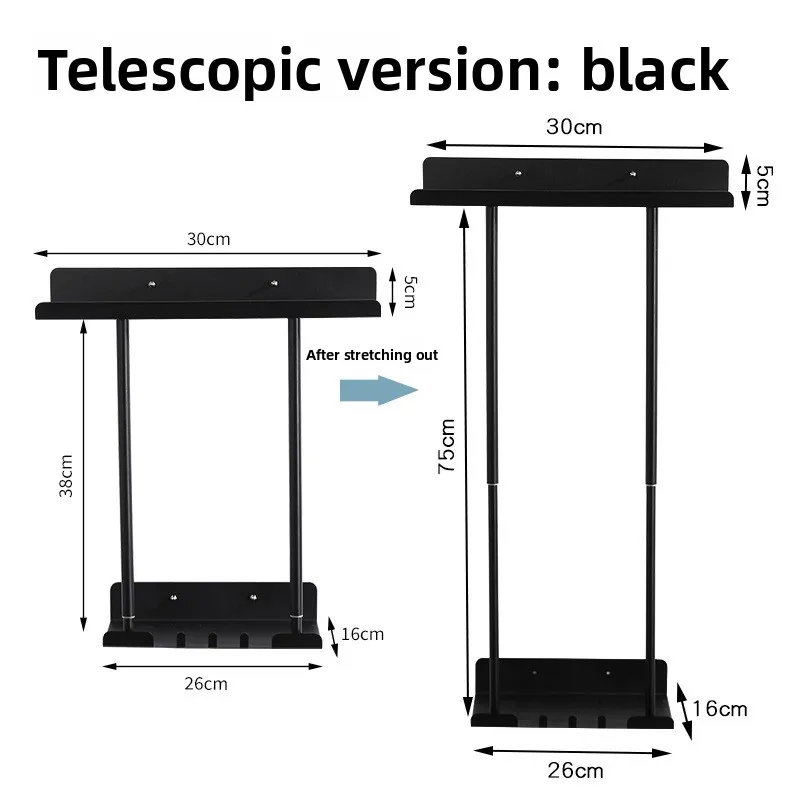 Dual Tier Telescopic Towel Rack Carbon Steel Wall Mounted Bathroom Organizer No Drill Adhesive Or Screw Options Cm Extension
