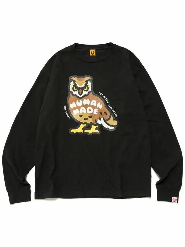 

ex Long Sve round Ne Cotton T-irt Headprint Logo Printed Breathable Comfortable Japanese Sle Casual Tee