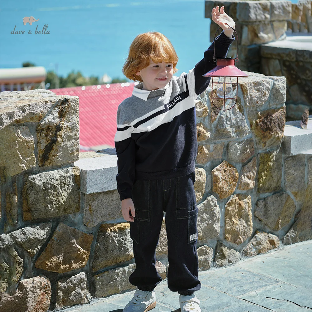 

Детские джинсы Dave Bella, осенне-зимние бархатные хлопковые брюки для мальчиков, утепленные комбинезоны, повседневная верхняя одежда, детские джинсовые брюки DK4253974