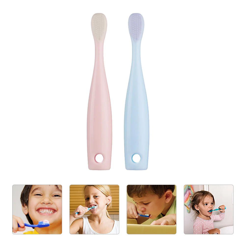

2pcs Kids Toothbrush PP Material Healthy Safe Long Use Baby Safety Brush Teeth Nursing Small Portable Ergonomic Design