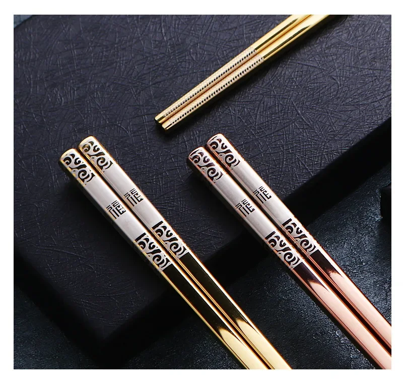 5 Paar Essstäbchen aus Edelstahl 304, wiederverwendbar, rutschfest, Spülmaschine für Lebensmittel, Sushi-Sticks, Küchengeschirr – Detail 15