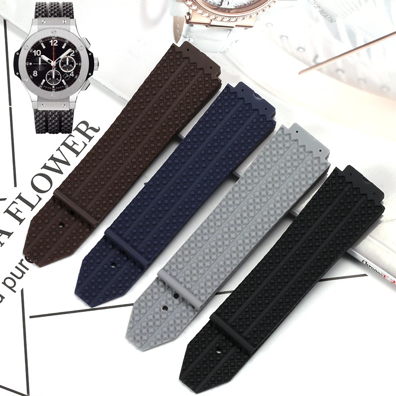 25*19mm Watchband For Hublot BIG BANG Soft Rubber Strap Sports Waterproof Men Women Bracelet Replacement Wrist Watch Accessories