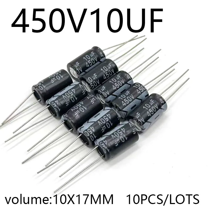 

10pcs/lots 450V10UF 10*17MM high frequency low impedance aluminum electrolytic capacitor 450v10uf