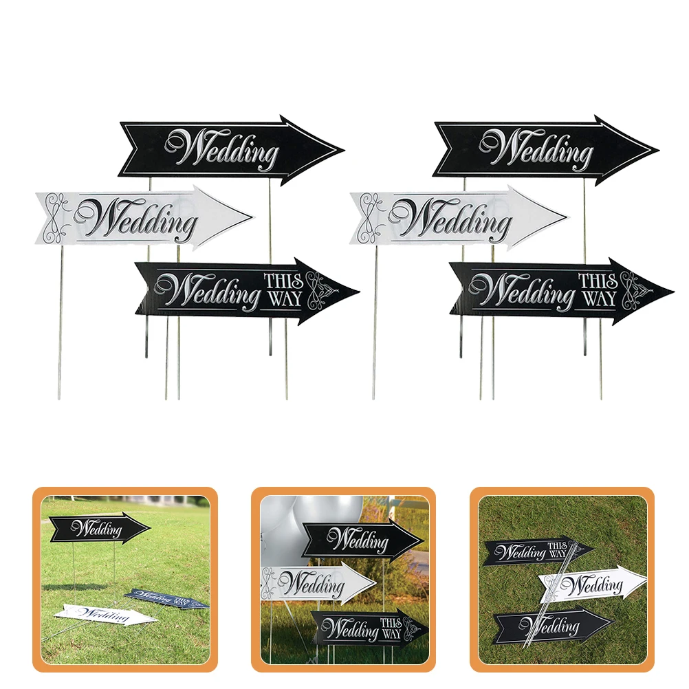 

2 Sets Wedding Sign Decoration Outdoor Signs for Ceremony Direction Road Directional