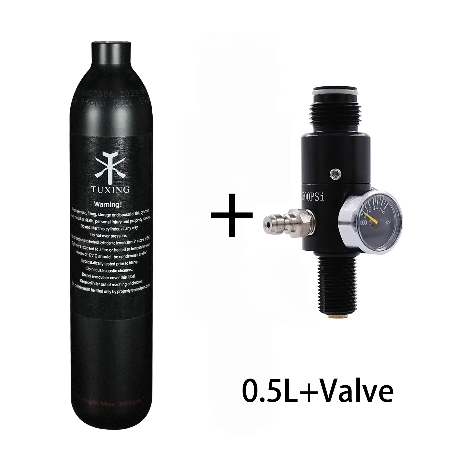 TUXING 0.5L 500cc Aluminum Cylinder with Regulating Valve 30MPA 3000psi High Pressure Air Tank Oxygen CO2 Bottle Filling M18*1.5