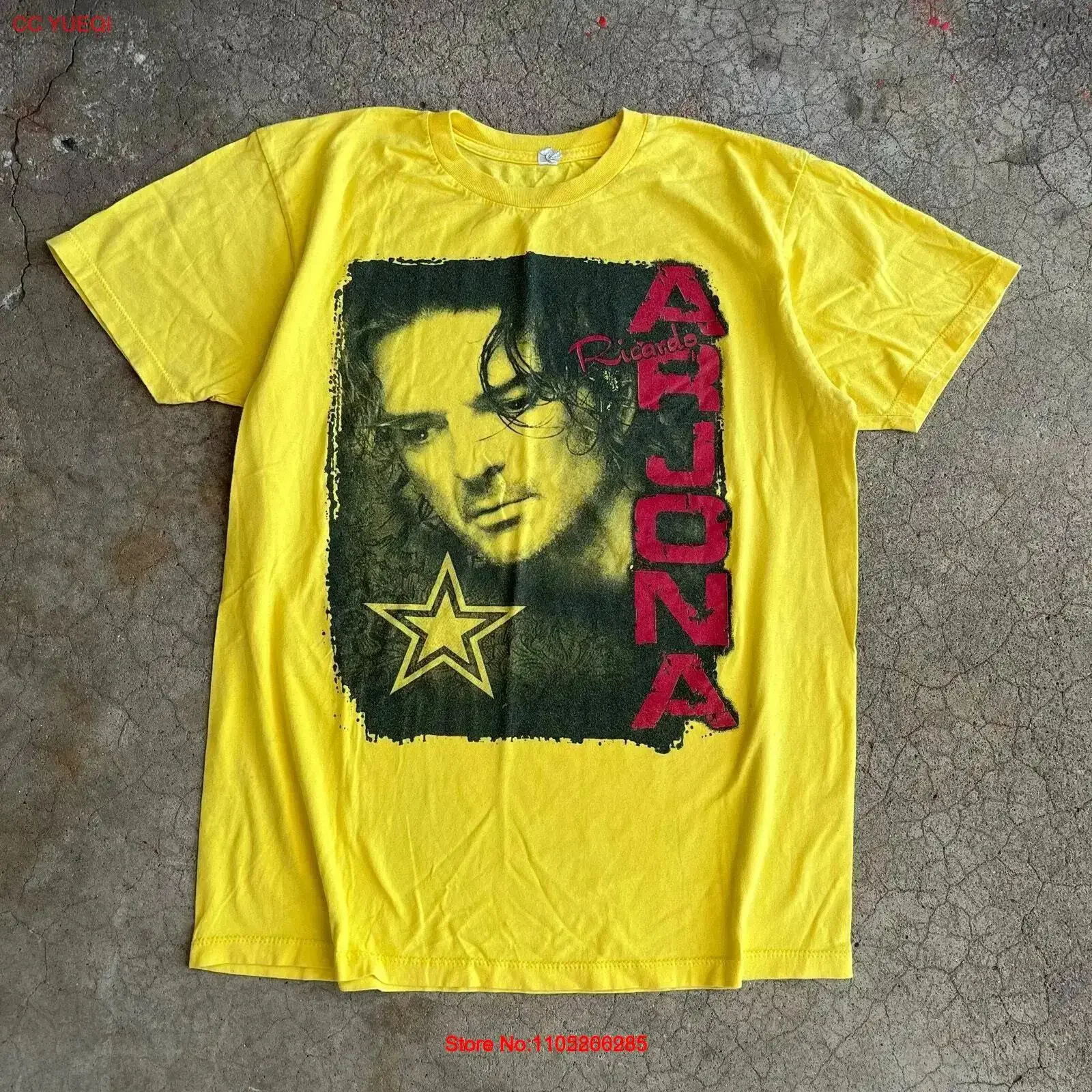 2012 Ricardo Arjona Metamorfosis amarillo brillante rojo Tour camiseta latina Pop vintage lavado Top para uso diario ligeramente moda