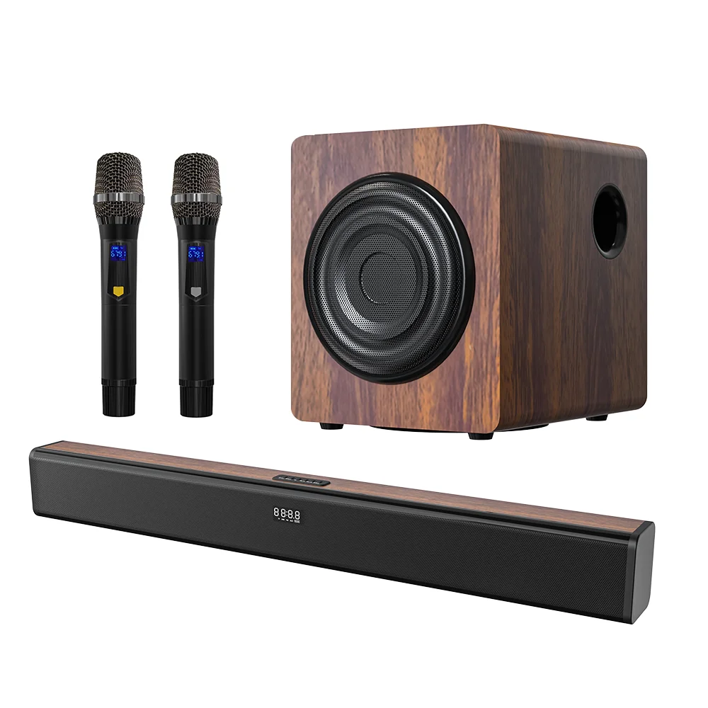 

Home Theater Karaoke Soundbar System With Subwoofer, 2 Wireless Microphones And Bluetooth 5.0 TV Speaker For Home Entertainment