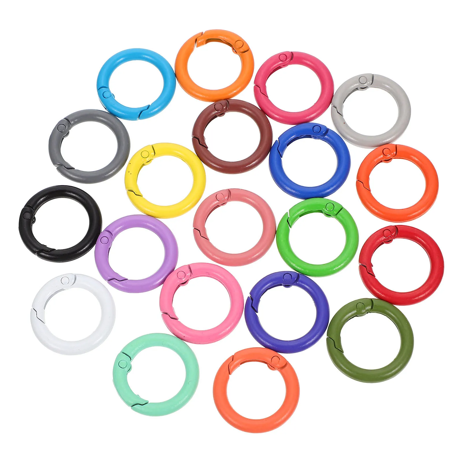 24 Stück Metall-Federschnallen, runde Schnappverschlüsse für DIY-Taschen, Schlüsselanhänger, Gepäckgurte, runde Eisenringe, farbige DIY-Zubehör, rostfrei