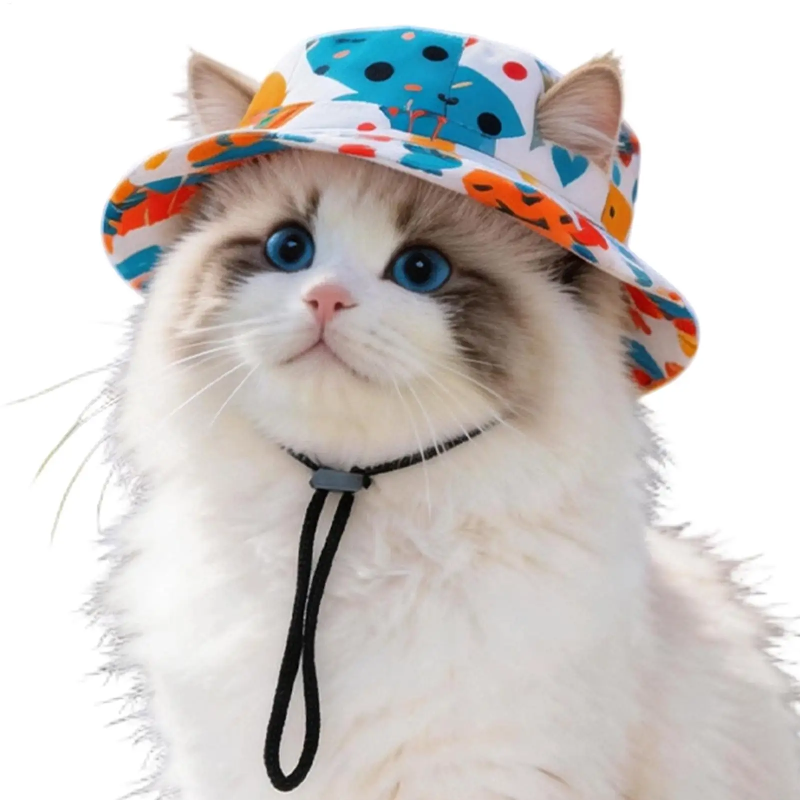 Dog Cat Sun Protection Hat Sunlight Blocking Round Brim With Ear Holes Pet Sun Hat For Cats Pet Outdoor Sun Shield Equipment