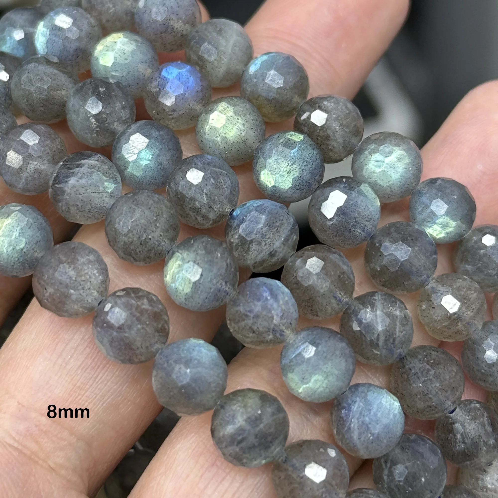 الطبيعية AA + اللابرادوريت 6 مللي متر 8 مللي متر الأوجه تسلق الجولة فضفاض الخرز لصنع المجوهرات أساور يدوية قلادة بالجملة Mikubeads #4