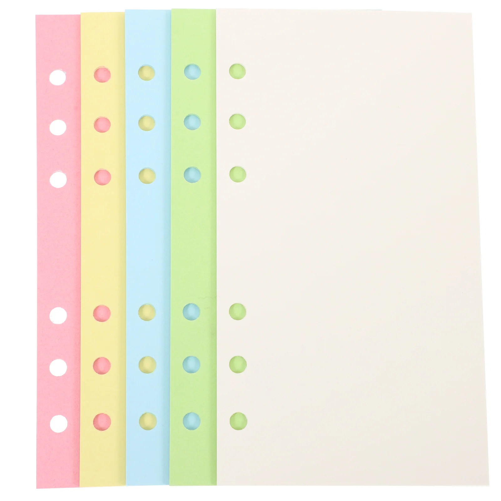 

100 Sheets Punch Hole 6-Hole Loose-Leaf Paper Pen Refill Colorful Binder Clips Blank Planner