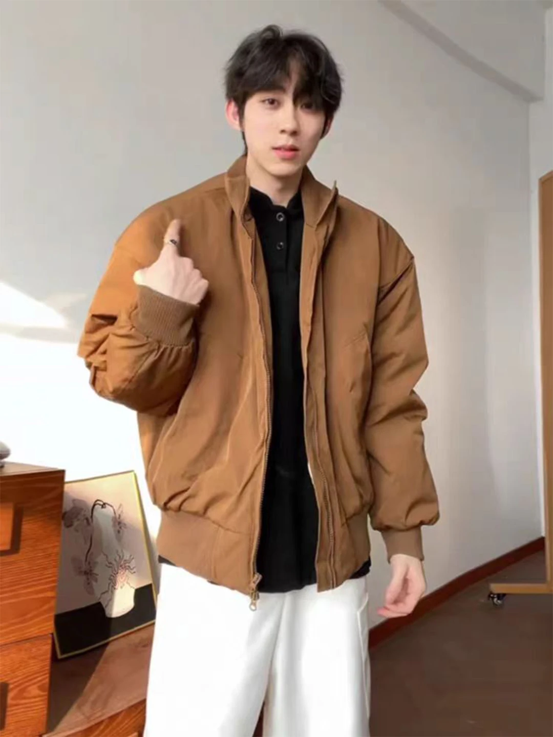 

Утепленная хлопковая куртка-бомбер для мужчин, зимняя бейсбольная куртка в американском стиле, повседневная одежда