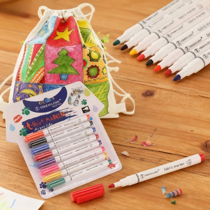 

8color Painting Markers Waterproof Non-fading for DIY Graffiti Clothes Cloth Bags Glass Plastic Illustration Design
