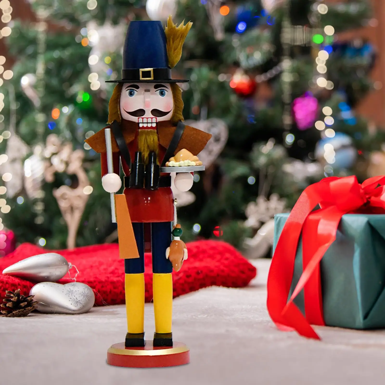 Traditional Wooden Nutcracker Ornament for Party Scene Layout Bedroom