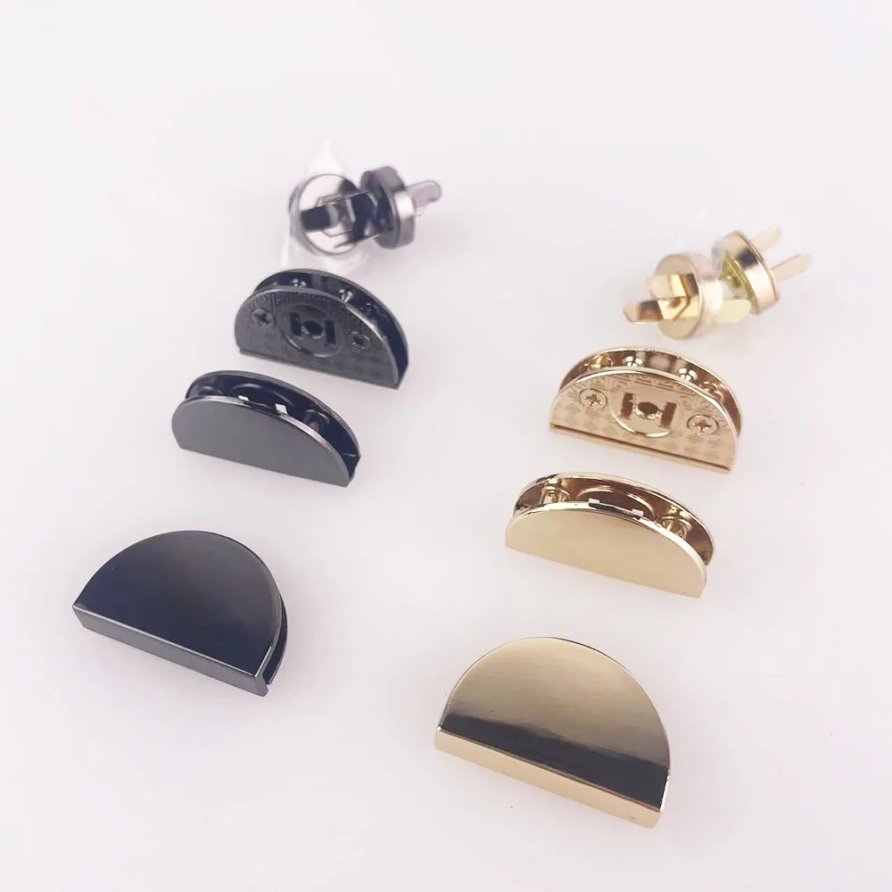 10Pcs 28mm D Ring Bag Magnetic Button Lock Clasp Metal Handbag Semicircle Pushed Lock Snap Buckle Hook Replacement Closure