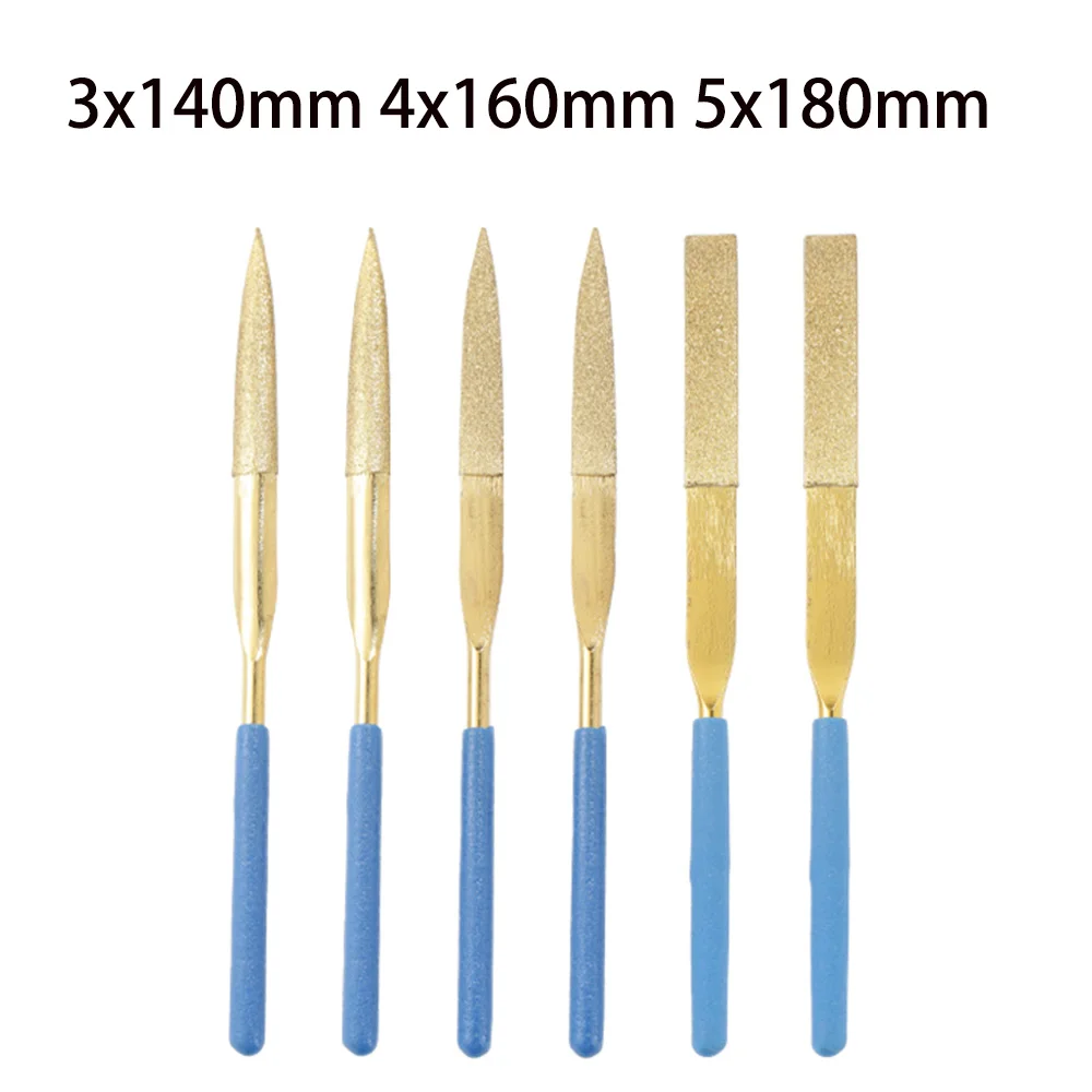 Diamond File 3x140mm 4x160mm 5x180mm Triangle Flat File Knife For Stone Glass Metal Carving Craft Hand Tools