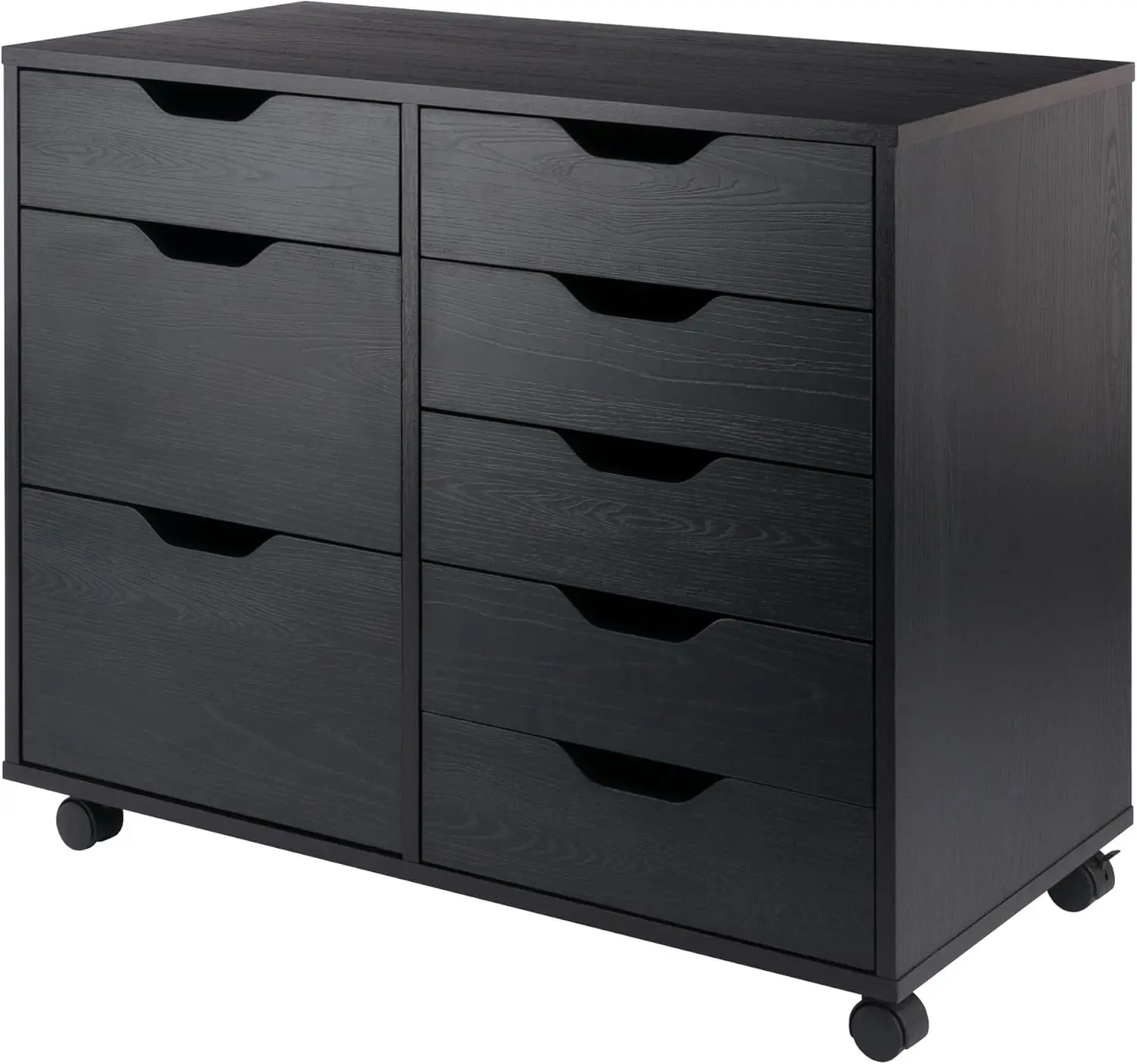 

Современный мобильный шкаф для хранения с 6 ящиками и 2 дверцами для домашнего офиса, черный