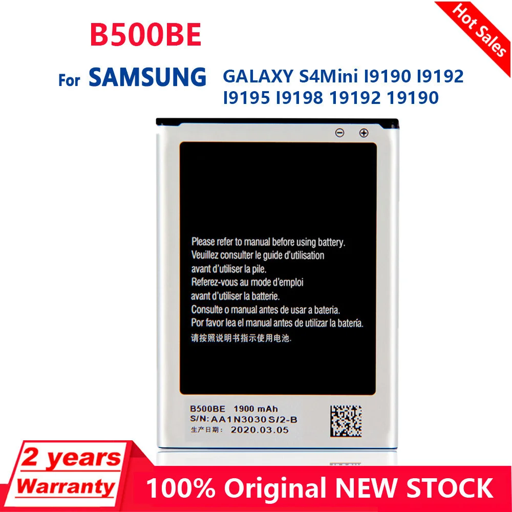 Genuine B500BE 1900mAh Battery For Samsung S4 mini I9190 i9192 I9195 I9198 Replacement batteries with NFC 4 pins Batteries
