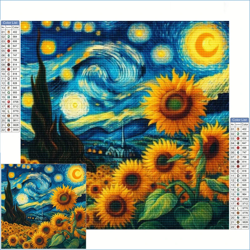 

Diamond Painting Diamond Art Clearance Sunflowers In The Style Of Van Gogh Cross Stitch Kit Home Decoration Pictures Wall Art