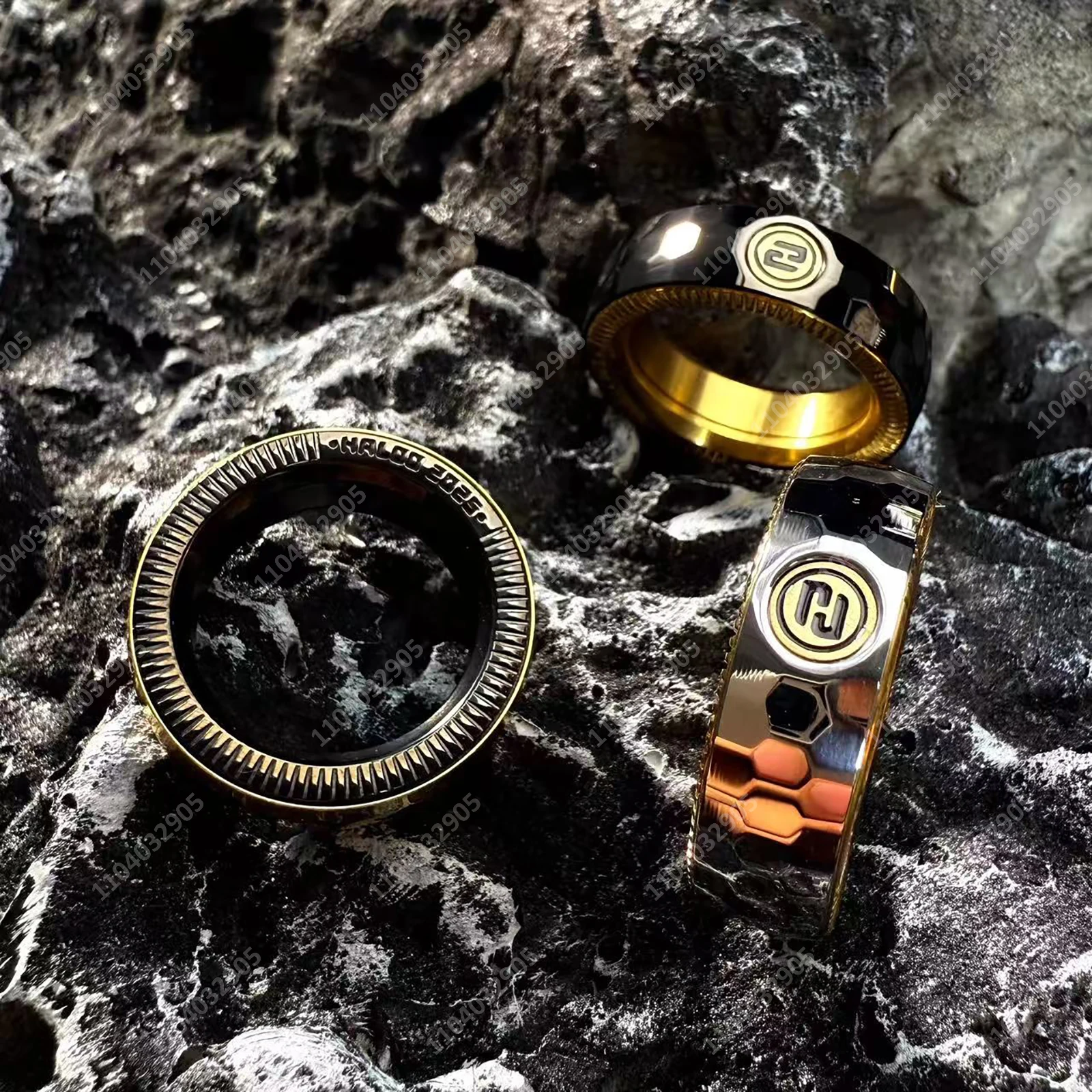 EDC تململ المنزلق الفولاذ المقاوم للصدأ اسئلة حلقة كثيفة متعددة القسم ADHD تململ سبينر مع نقرات اللمس لعبة تخفيف التوتر #3