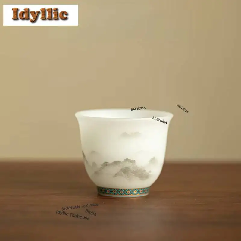 60ml Mutton Fat Jade Ice Species Hill Teacup Japanese Tea Bowl Water Jug Tea-tasting Personal Cup Jianzhan Master Cups Teaware