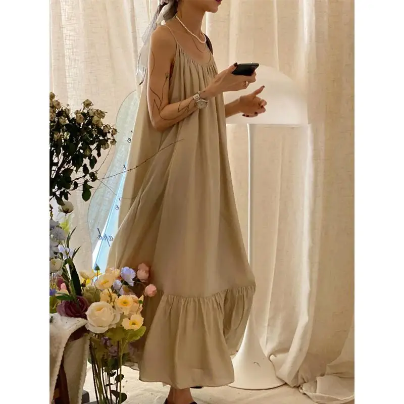 Fashion Ladies Sexy Nightdress Women's Casual Cozy Sleepwear Female U-neck Nightwear Girls Backless Simple Solid Pajamas