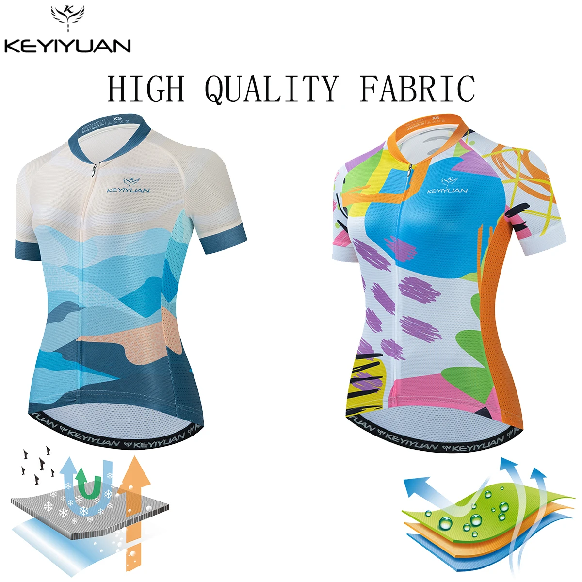 

KEYIYUAN Pro Team Women Short Sleeve Cycling Jersey Tops Summer Bicycle Shirt Bike Clothes Breathable Wielrenkleding Dames