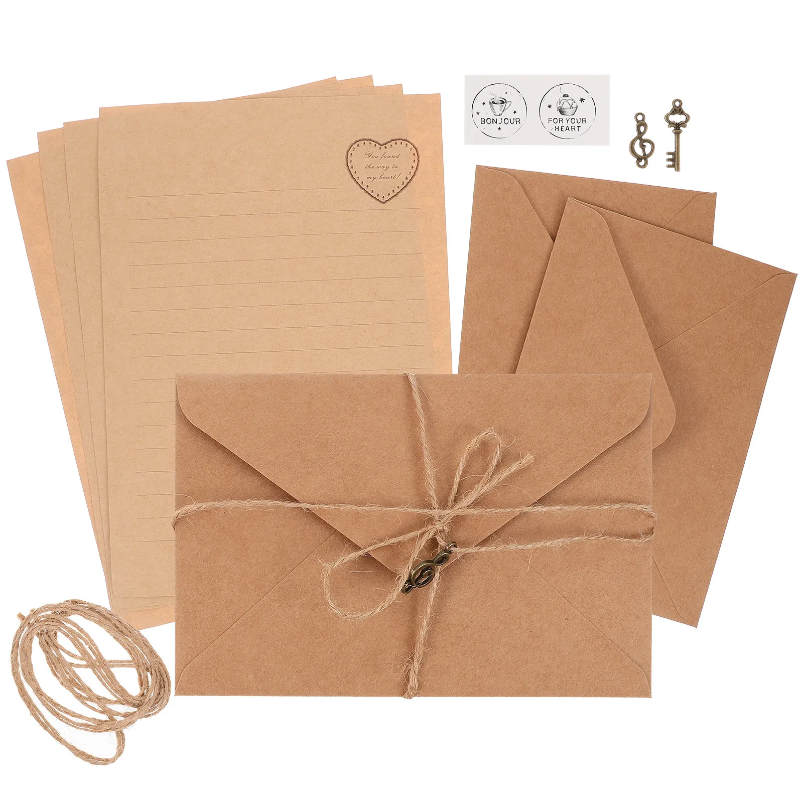 

2Sets Letter Paper Envelopes Kit Vintage Style Writing Stationery Set for Invitations Greetings Announcements Letter Paper