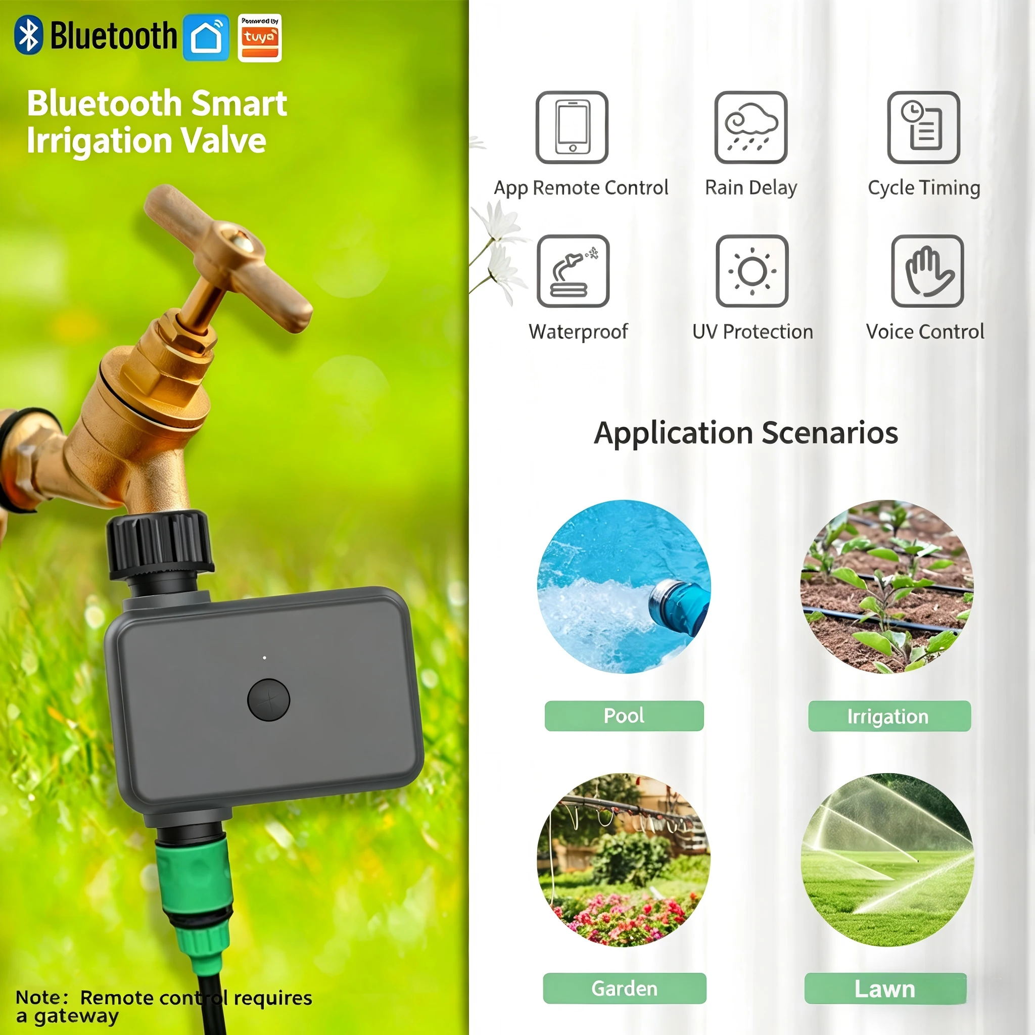 MOES Smart Tuya Bluetooth/Zigbee Garden Water Timers Rain Delay Programmable Automatic Irrigation Timer with Hub Required